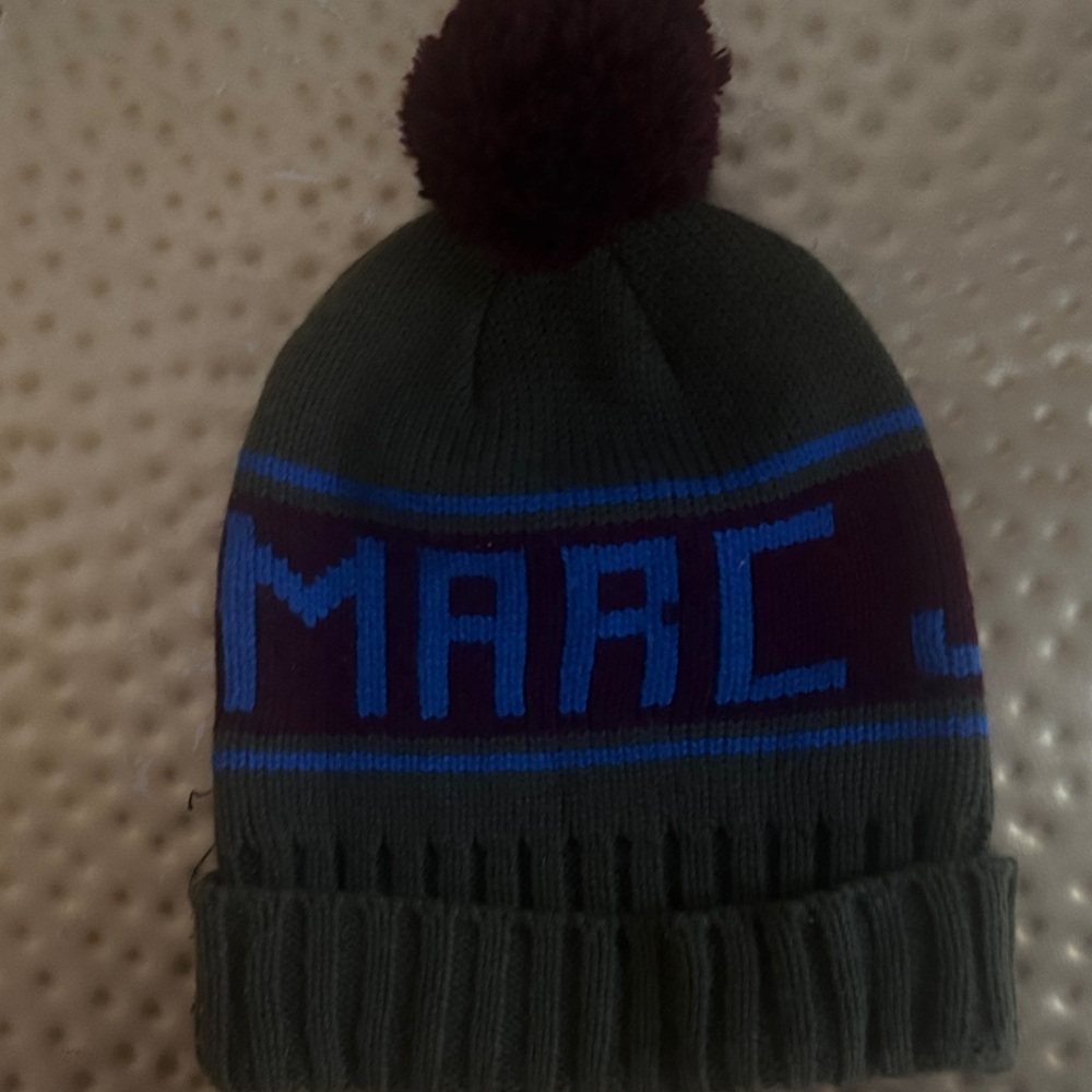 Mens Green and Blue Winter Knit Beanie
